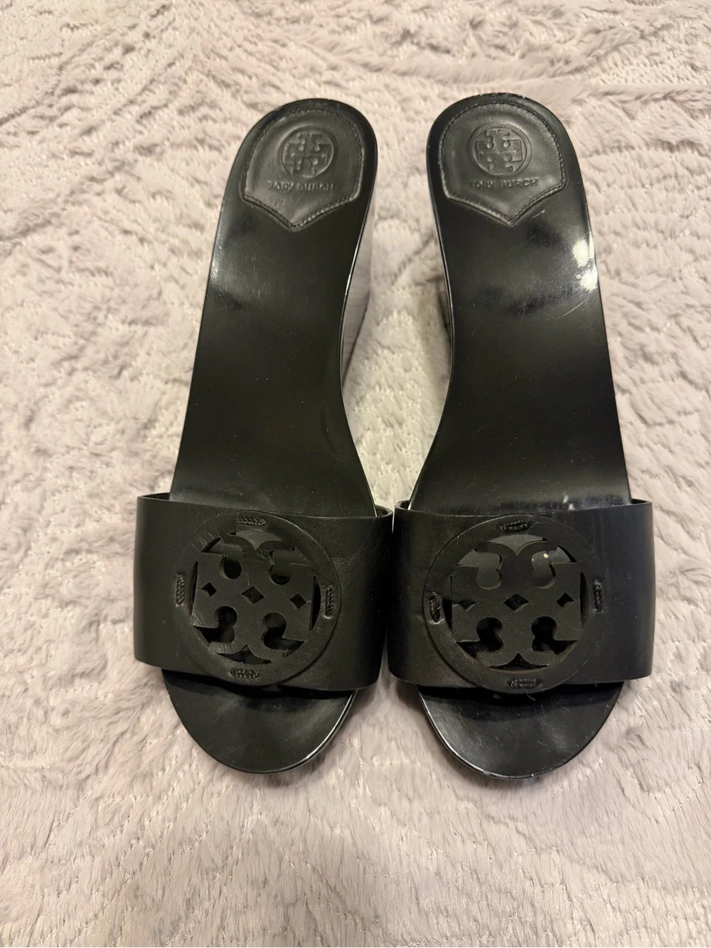Tory Burch Black Logo Slide Mules